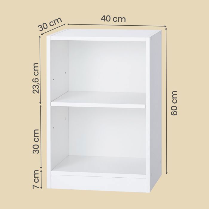 Table de chevet, Polyvalente avec Étagère Réglable, Compartiments Ouverts, pour Salon ou Chambre, Blanc