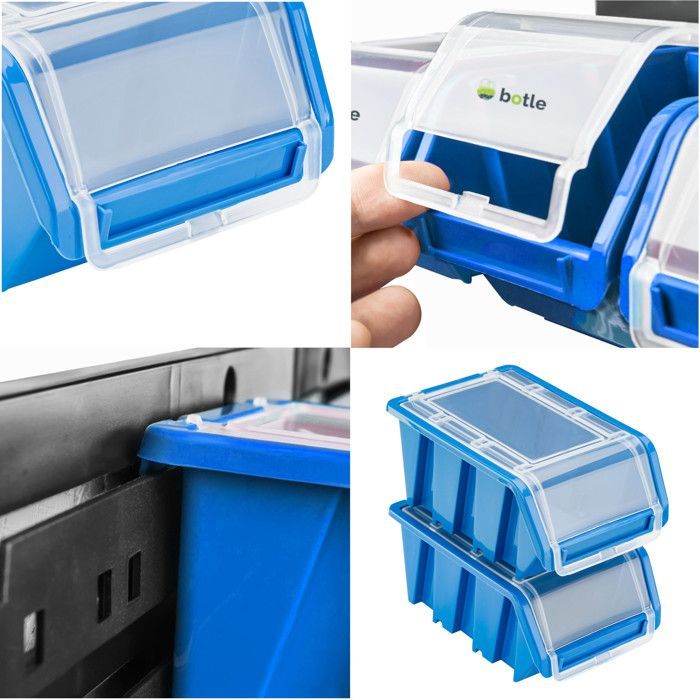 Estantería de pared - Sistema de almacenamiento - 156 x 72 cm - Acero resistente - 9 cajas incluidas - Azul