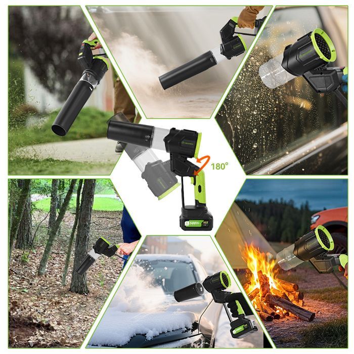2-in-1 Blower - ONEGREEN - 45000 RPM Cordless - Brushless Motor - 58 m/s (210 km/h) - 2 x 3Ah