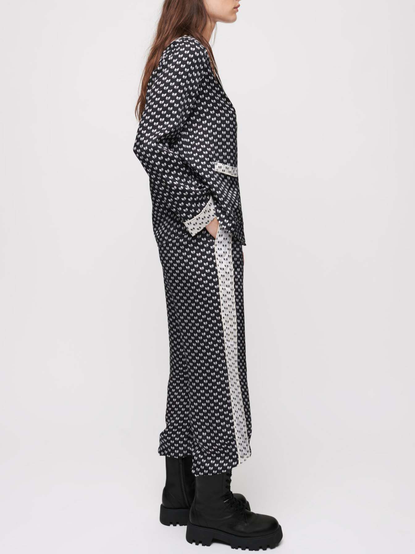 Pantaloni de pijama cu imprimeu cu fundă - Noeuds Noir