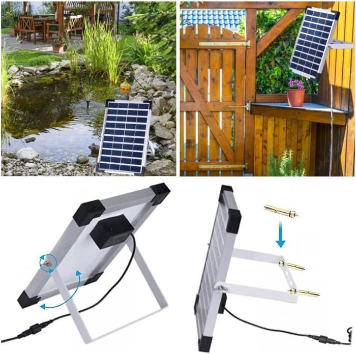 Fuente solar de 9V/5W y 250L/h, bomba de agua solar, con manguera de agua de 1 m, cable de 3,25 m, 9 boquillas, bomba solar para estanques.