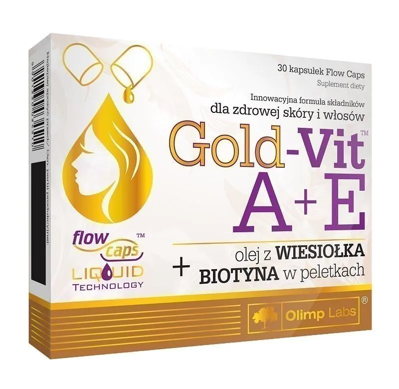 Olimp Gold-Vit A+E, Suplement diety wspomagający skórę i włosy, Kapsułki