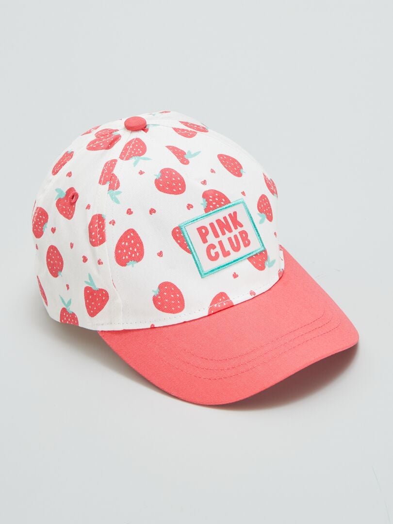 Sombrero con estampado de fresas - ROSA