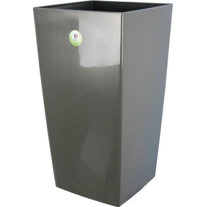 Vaso da fiori - RIVIERA - Quadrato - 28 x 28 x H 52 cm - 31L - Grigio glitterato