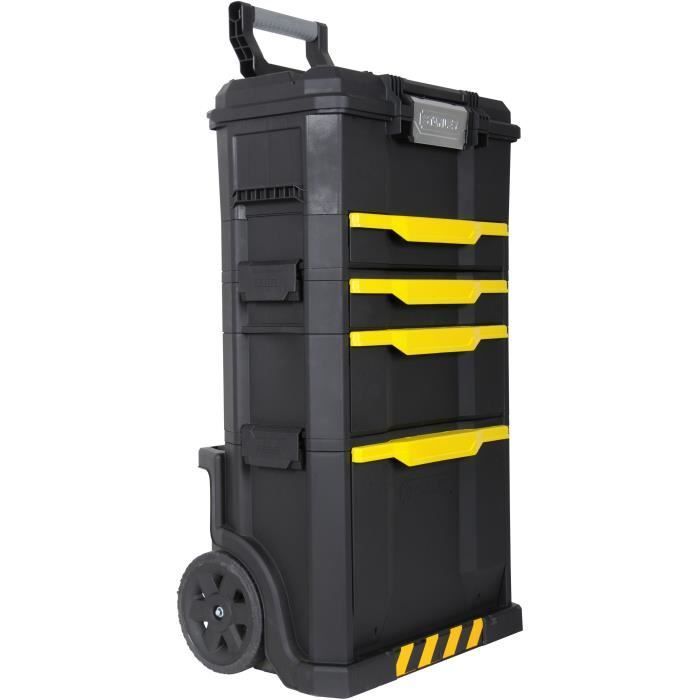 Carro de herramientas STANLEY Modulo 3 en 1 con cajón de cierre táctil 1-79-206 - Fabricado en polipropileno duradero.