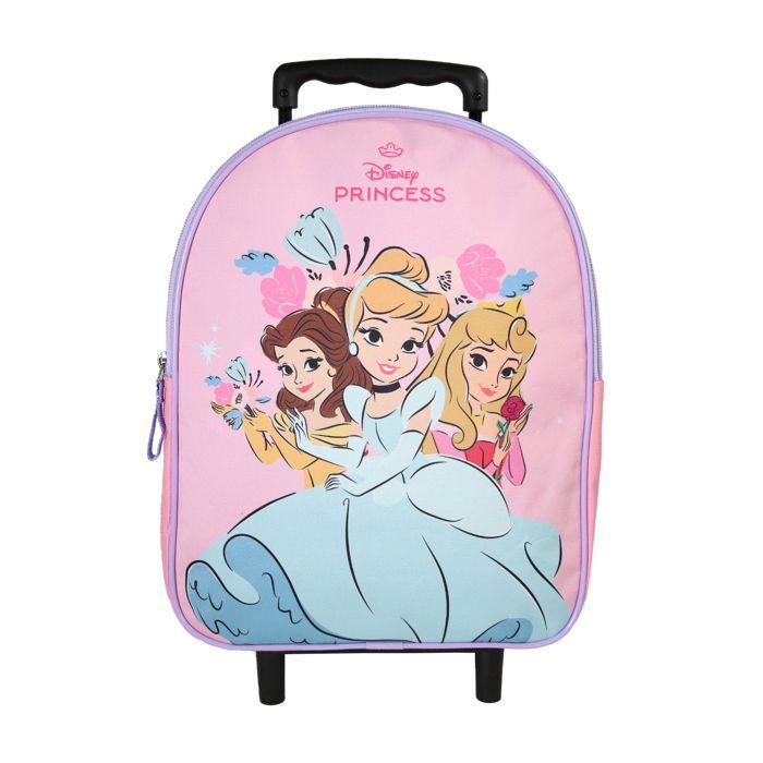 Bagtrotter - Disney Princesses - Rolling School Backpack - Pale Pink - 1 Zipped Compartment - Shoulder Straps...