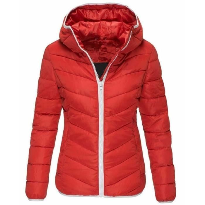 Chaqueta de plumas con calefacción - MOBIGARLAN - XD690 - Invierno - Con capucha - Cortavientos - Roja