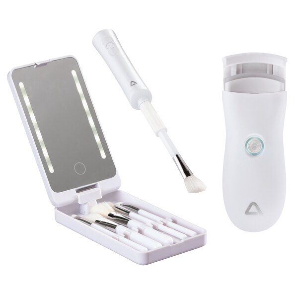 Presentset med skönhetsverktyg, vitt, 3 delar.