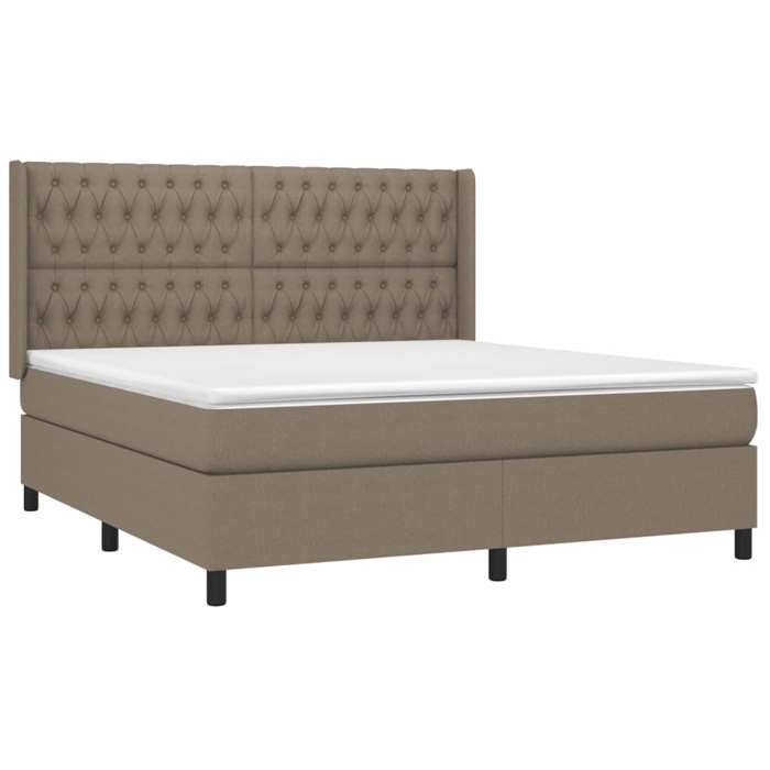 Bed base with mattress - vidaXL - 180x200 cm - Taupe - Polyester fabric - Pocket springs - Medium-firm support