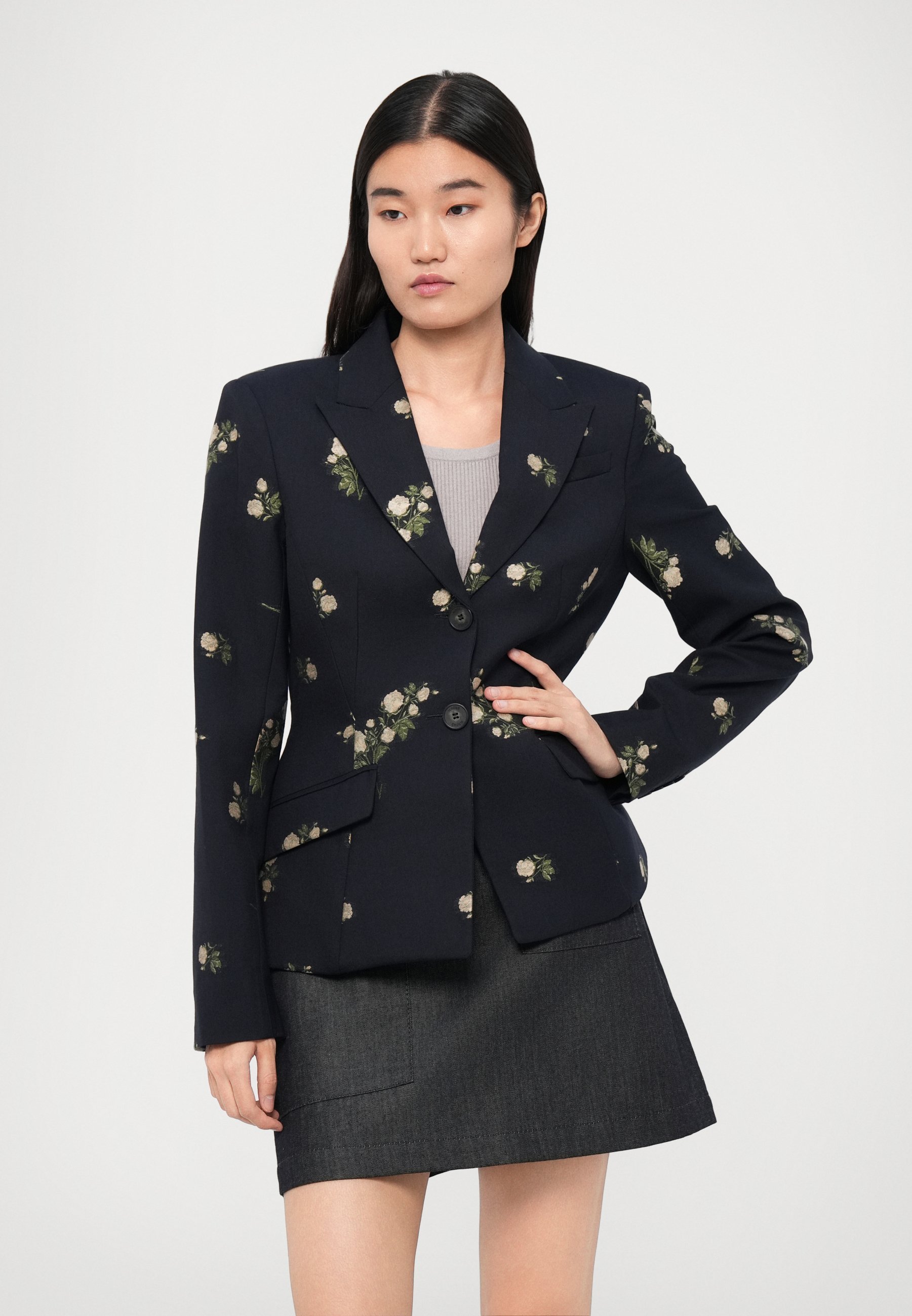 Erdem taillierter, einreihiger Blazer – Mitternachtsblau
