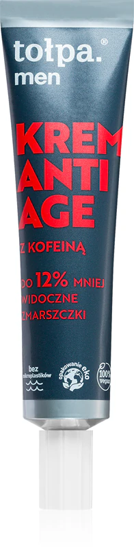 Creme facial suavizante Tołpa Men, que corrige os sinais de envelhecimento com cafeína.