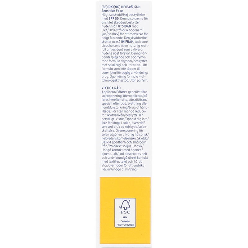 Nivea Sonnenschutz 50 ml Gesicht Sensitive Nivea LSF50