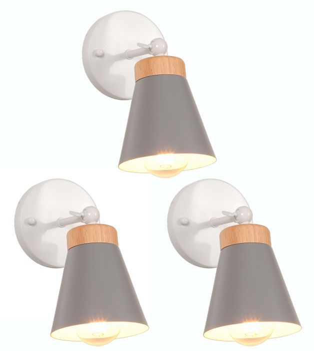 iDEGU 3 apliques de pared industriales para interiores, lámpara de pared moderna vintage de metal de 12 cm, estilo nórdico, luminaria ajustable.