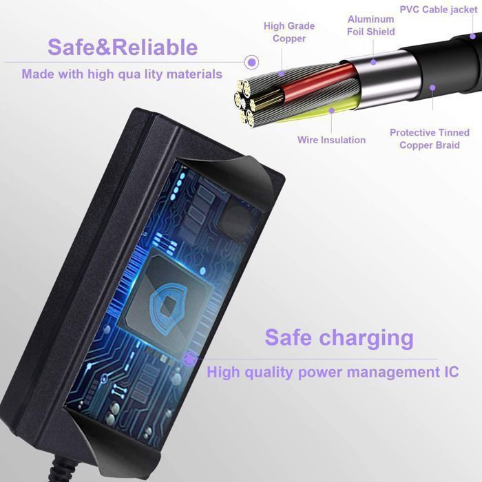 Xiaomi M365/Essential/1S/Pro/Pro2 Electric Scooter Charger, 42V 2A Fast Charger, Adapter for Xiaomi, Ninebot, and Segway
