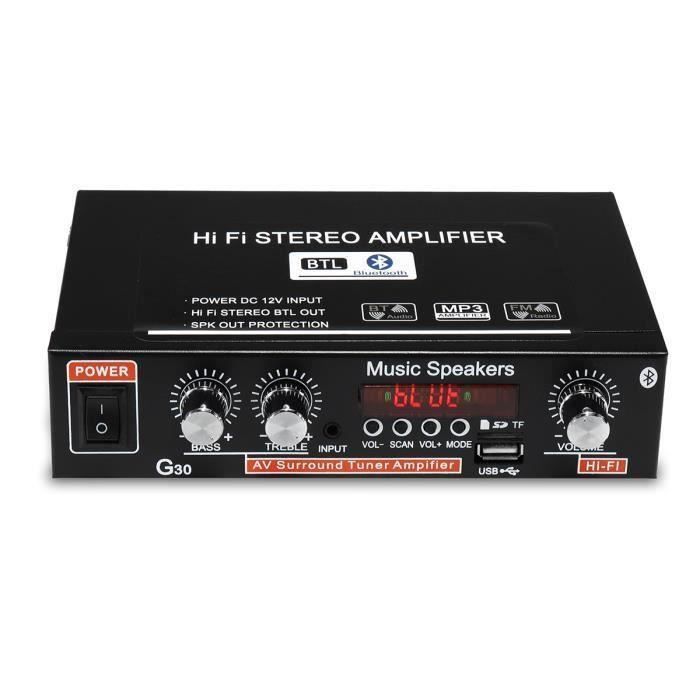Amplificador HiFi Bluetooth, audio estéreo, radio FM, 2 canales, control remoto para coche y hogar, enchufe europeo, CC 12V, CA 220V, L42983
