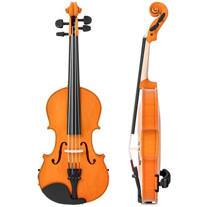 4/4 violinsæt, massiv træviolin til voksne og begyndere, med let og bærbart etui, 60 x 21 cm, brun