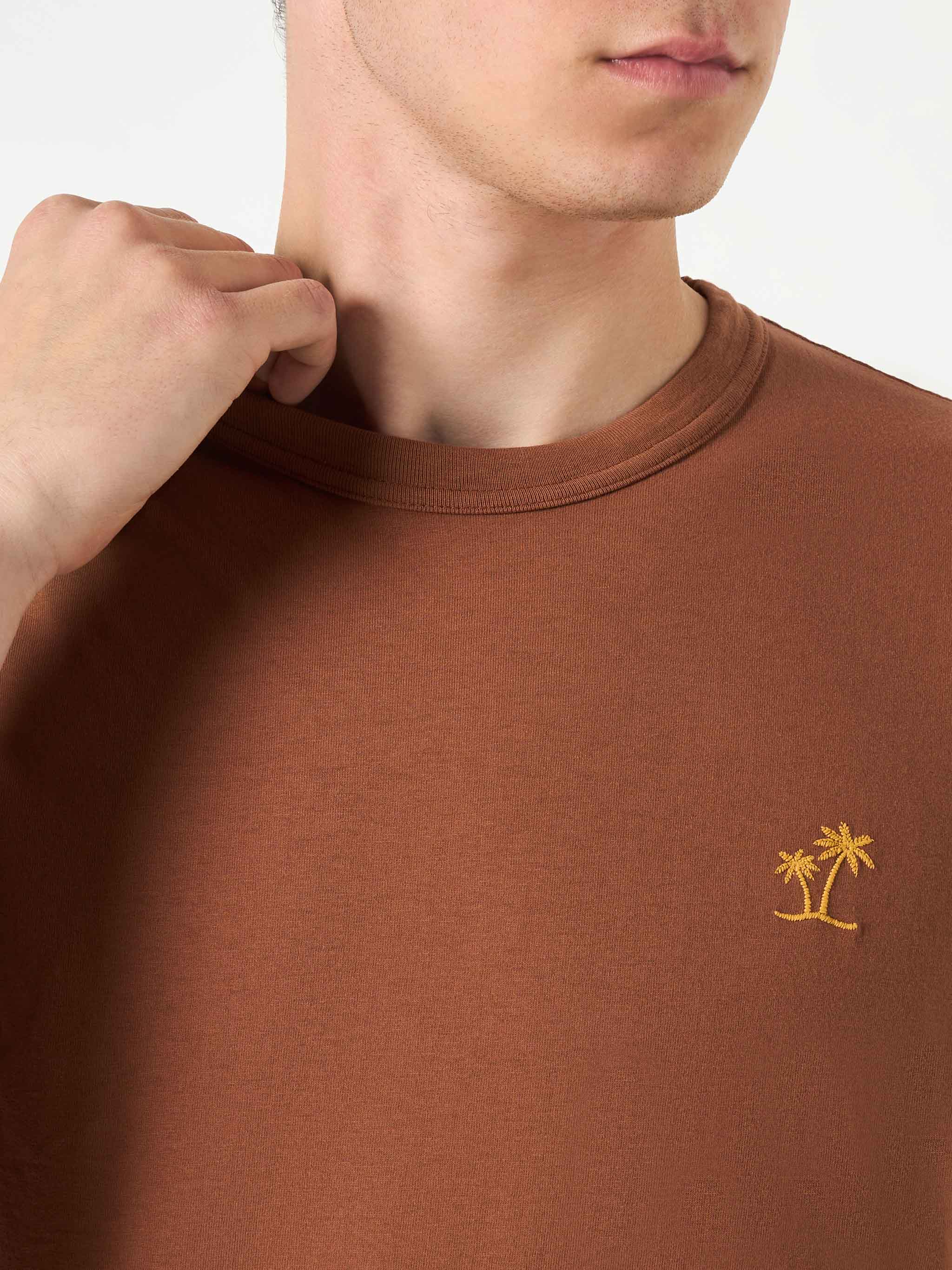 Bruin katoenen T-shirt voor heren