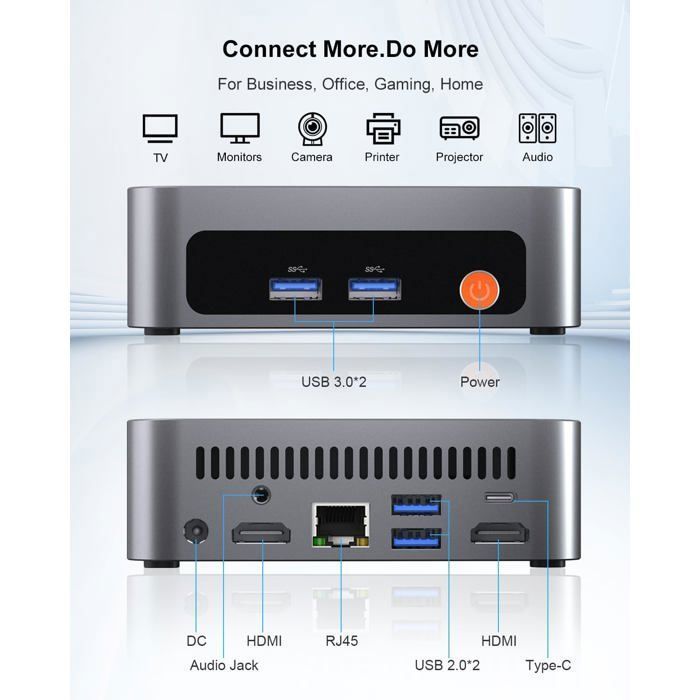 Mini PC Ninkear M7 Ryzen 5 7430U, 16 Go DDR4 + SSD NVMe 512 Go, carte graphique Radeon Vega 7, multi-écrans 4K/8K, Wi-Fi 6/BT5.2
