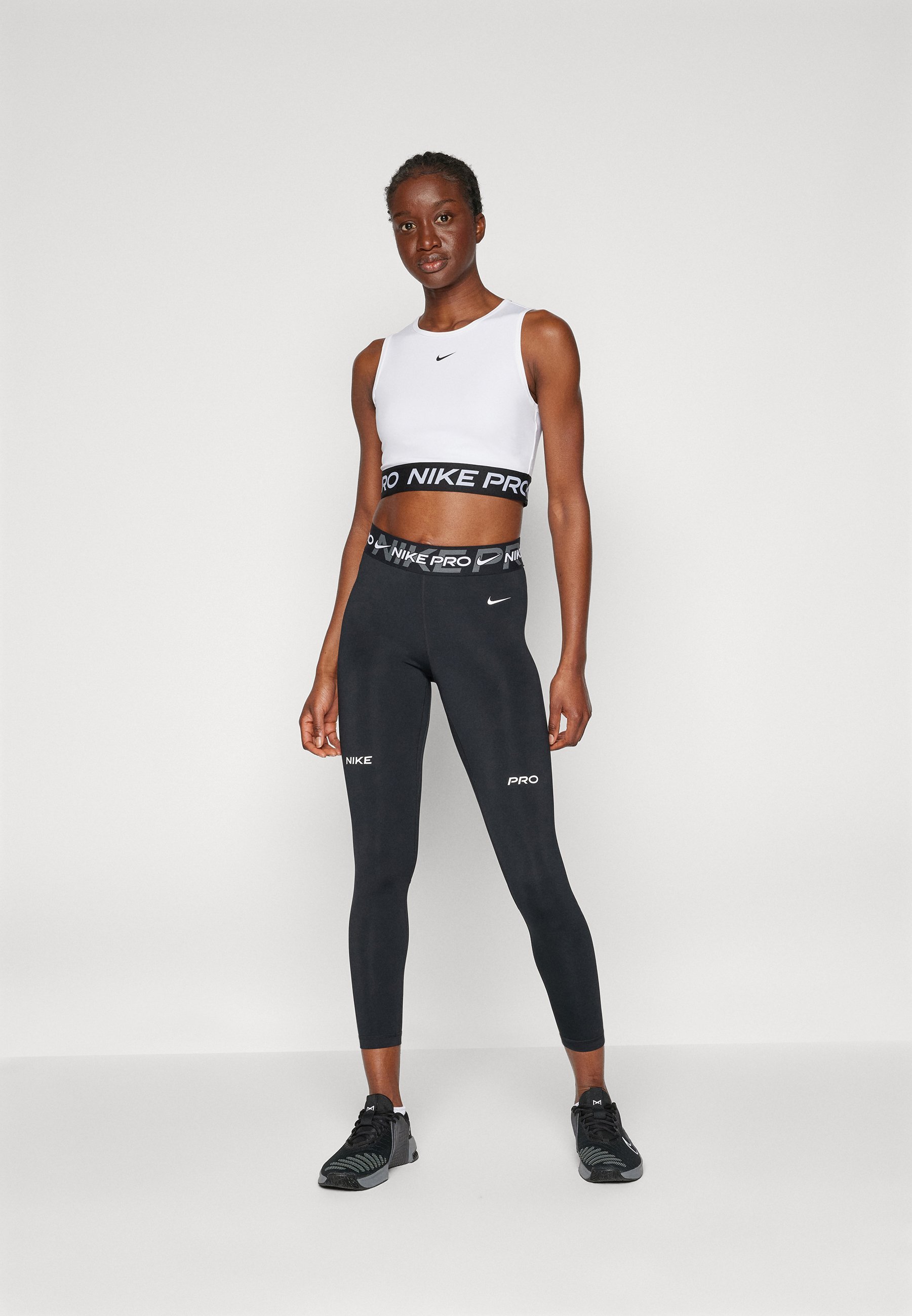 Nike Performance CROP TANK - Top - bílá/černá
