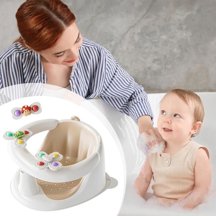 Asiento de baño antideslizante para bebés - 1-3 años - Juguete giratorio - Base antideslizante - Diseño de 360°