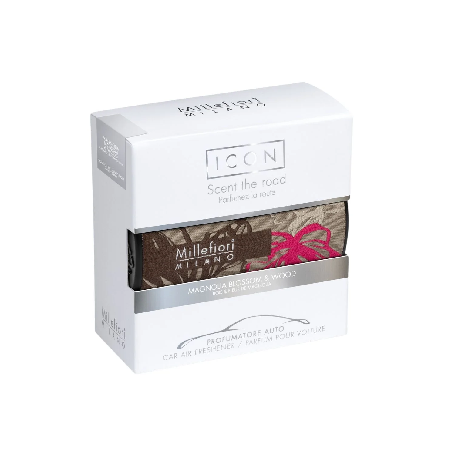 Car Air Freshener Icon Magnolia Blossom & Wood - Textile Floral - Profumo per Automobile