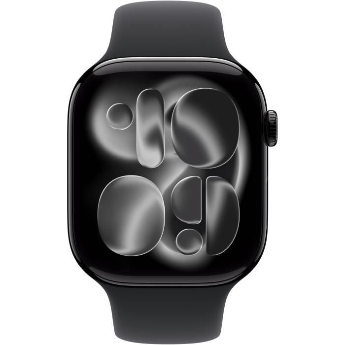Apple Watch Series 11 GPS + Cellular - 46mm - Boîtier Jet Black Aluminium  - Bracelet Black Sport Band - S/M