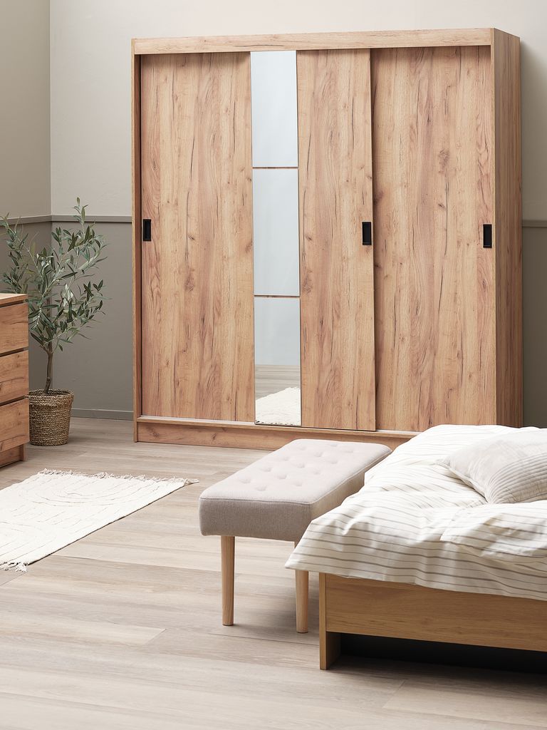 ODDER ODDER ormarić 179x201 sa 3 klizna vrata i ogledalom u boji hrasta