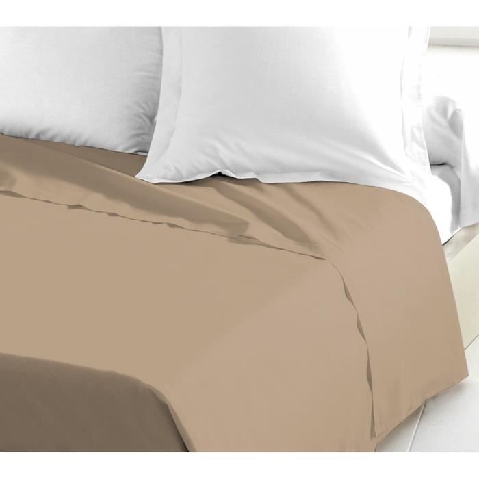 Sábana plana 100% algodón, 57 hilos, 180x290 cm, color beige.