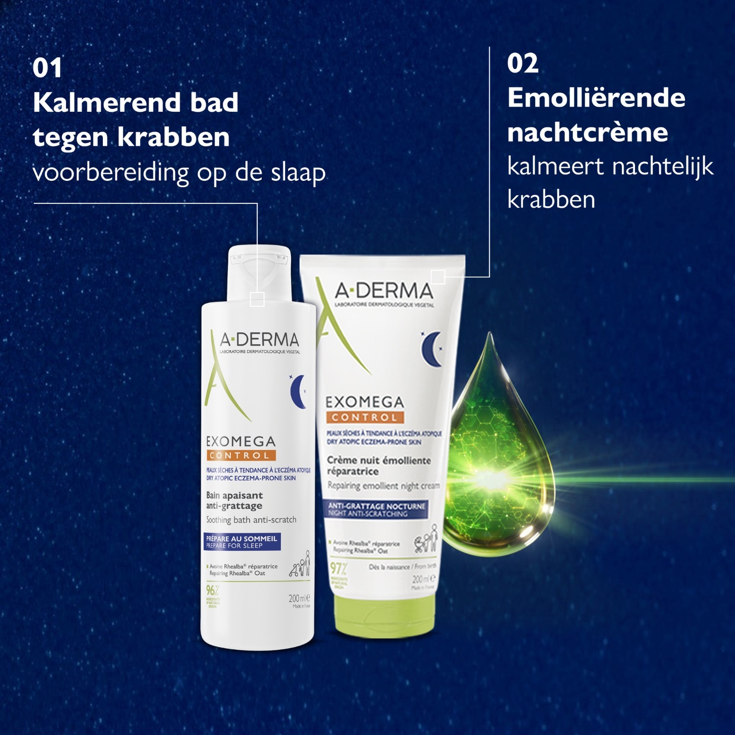 A-DERMA Neurodermatitis Care Exomega Control obnavljajuća hidratantna noćna krema – 200 ml