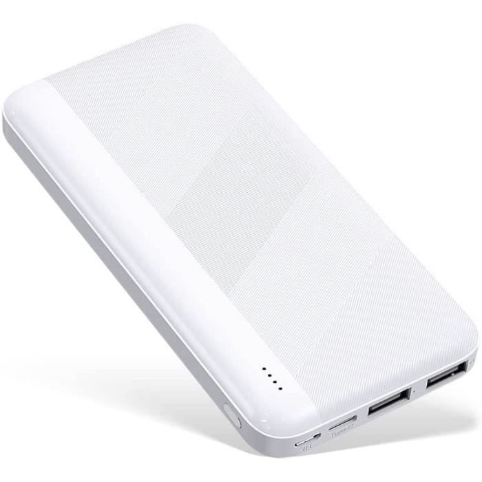 Batteria esterna, power bank da 10000 mAh con 2 porte di uscita, compatibile con iPhone 14 13 12 11 X Samsung Xiaomi Huawei iPad ecc.