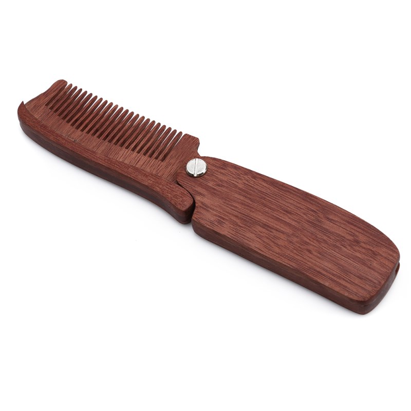 1PC Wooden Handmade Folding Pocket Clip Hair Moustache Beard Comb Pennello Da Barba High Quality