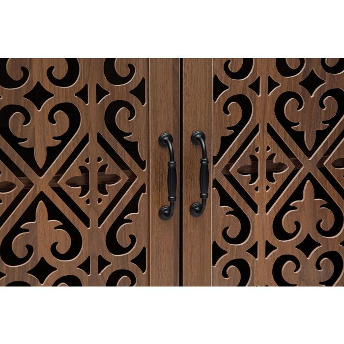 Aparador y bufet MIVRAY con 4 puertas, 2 cajones y estantes ajustables para salón, fabricado en aglomerado de nogal.