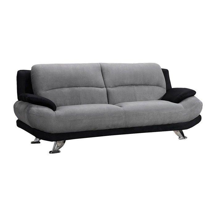 Sofá de microfibra de 3 plazas MUSKO - Bicolor gris y negro - Contemporáneo - De diseño - Fijo