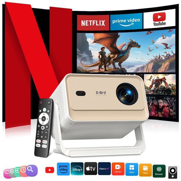 【Netflix Certifié/Auto Focus】Vidéoprojecteur 4K Supporté,25000 Lumens 1080P Full HD,WiFi Bluetooth5.4 Auto Keystone Projecteur Vidéo