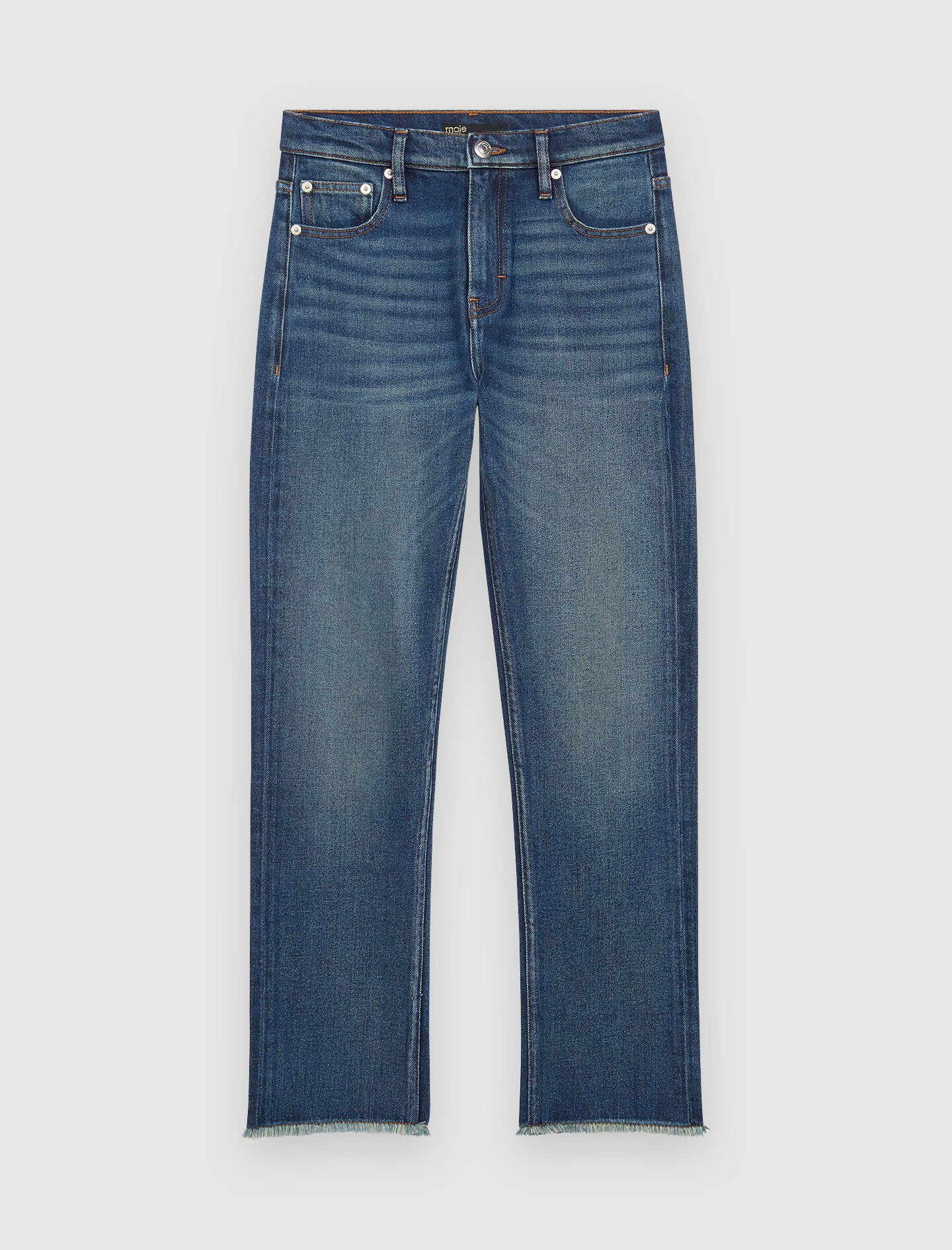 Nauwe jeans met gerafelde zoom - Blauw