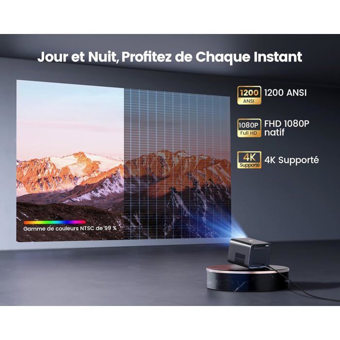 Vidoprojecteur 4K WiFi Bluetooth - SUTEO - Certifié Netflix/Dolby - WiMiUS K9 - 35000 Lumens - Mise au point automatique