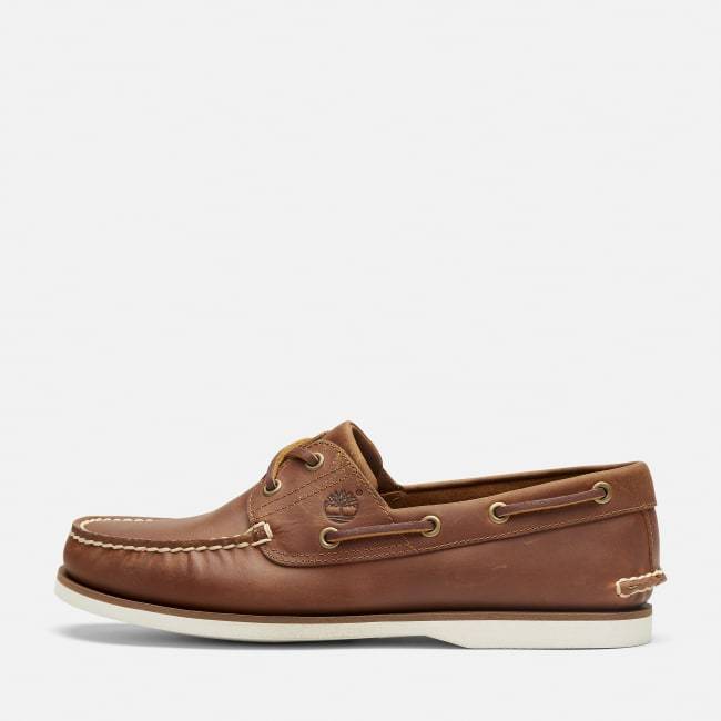Scarpa da Barca in Pelle Classic da Uomo in                marrone chiaro