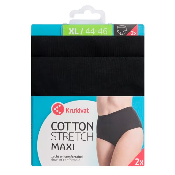 Ženske hlačke Kruidvat Cotton Stretch Maxi<br>črne, velikost XL, 2 kosa