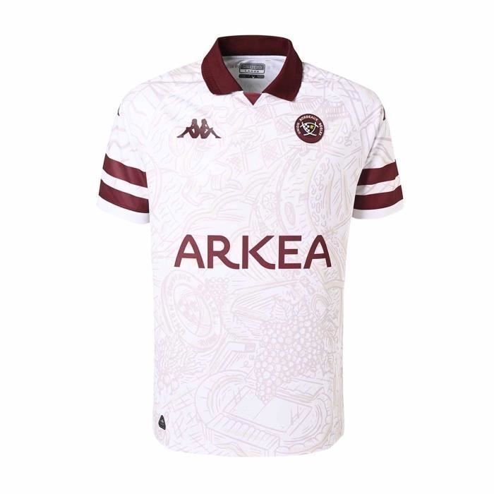 Maillot de rugby - Kappa - Kombat Away UBB 24/25 - Garçon - Blanc - Respirant - Manches courtes