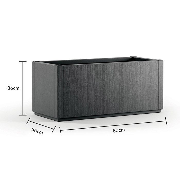 CASARIA 4x Jardinière Ethica Anthracite 80x36x36cm 80L résistante fond d'écoulement Bac à fleurs Pot de fleurs Jardin Balcon