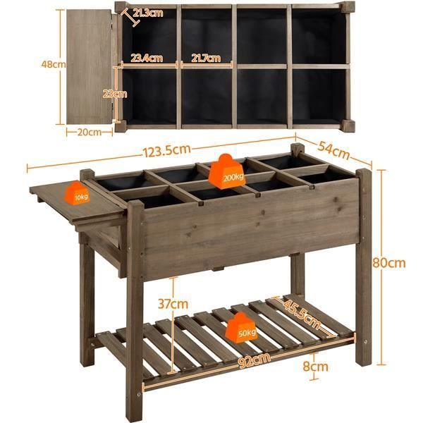 Raised Wooden Garden Bed - with Drainage Holes for Growing Plants - Home/Balcony/Garden (Dark Brown) - Yaheetech