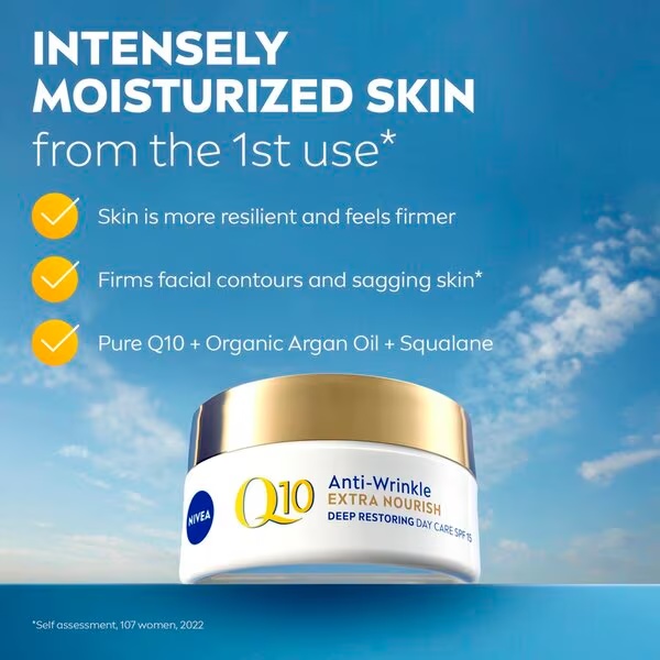 NIVEA Q10 Power + īpaši barojošs pretgrumbu dienas krēms<br>50ml - Sausai ādai