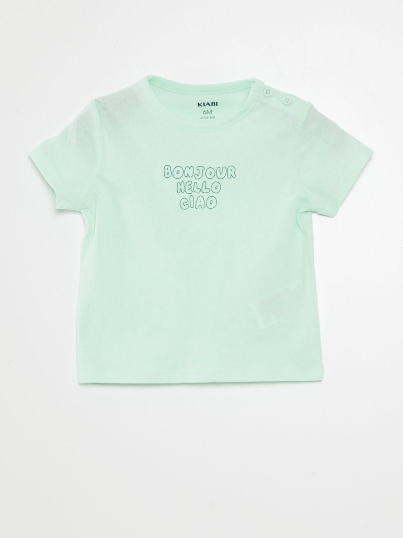 Camiseta de manga corta con la inscripción - AZUL