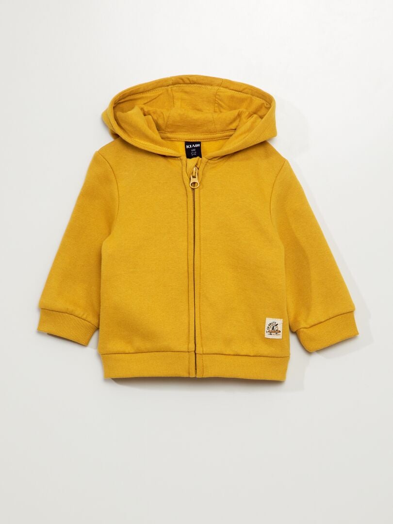 Sudadera con cremallera de tejido polar - amarilla