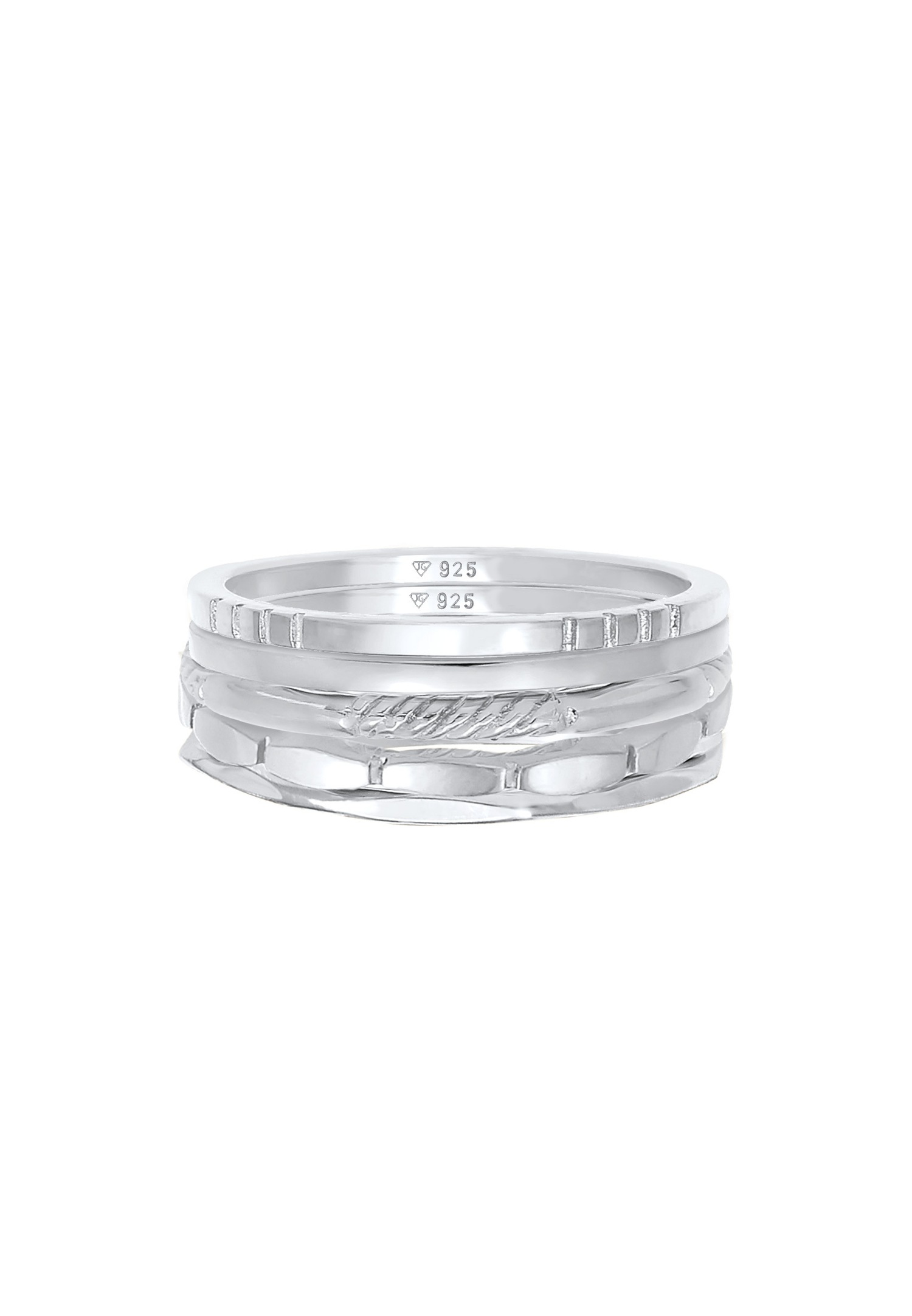 Elli Anneau de dame empilé bande 5er Set en argent sterling 925