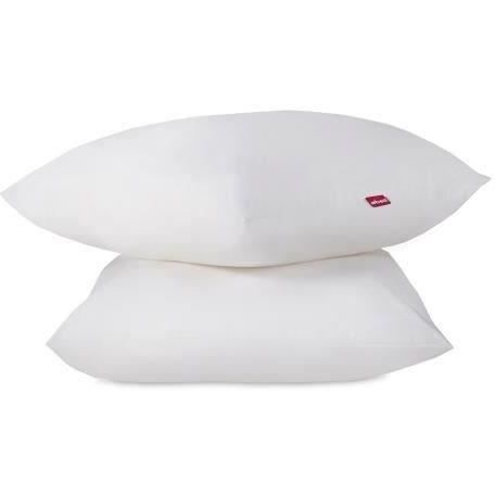 Juego de 2 almohadas suaves ABEIL - 60 x 60 cm - Blancas