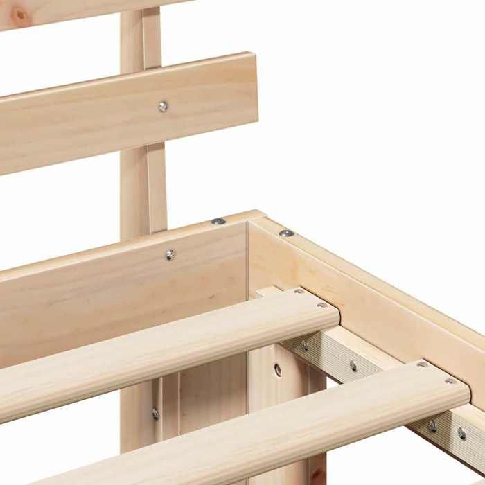 Cama doble CHIC para adultos - Estructura de cama de 200 x 200 cm, color marrón, madera maciza de pino #Sara13634