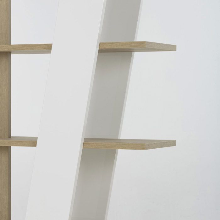 Librería Epura, separador de ambientes, efecto madera de roble mate.