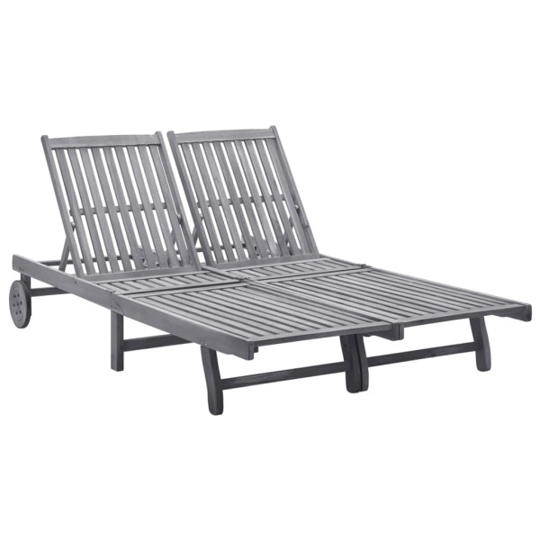 Leżak Szary Drewno akacjowe 2-Person sun lounger vidaXL