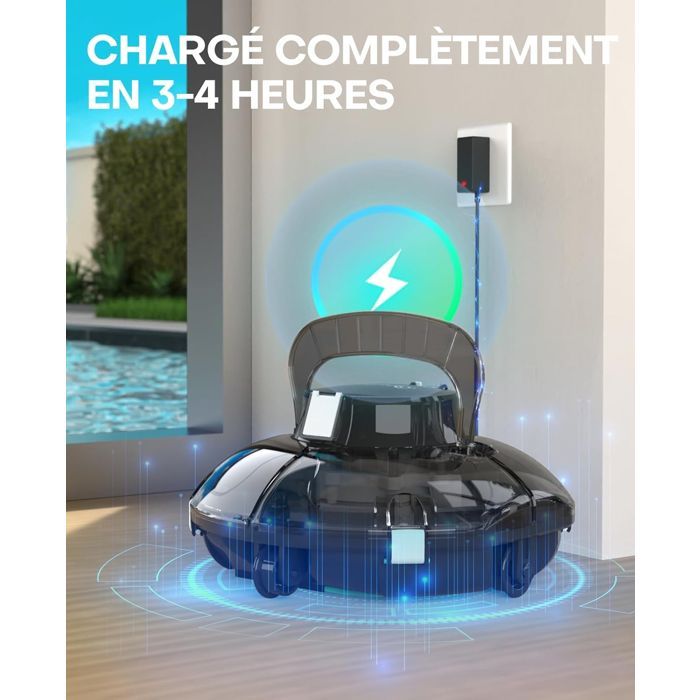 Robot de Piscine Sans Fil - WYBOT - WINNY 200 - Double Filtration - Autonomie 75 min - Léger 3,3 kg